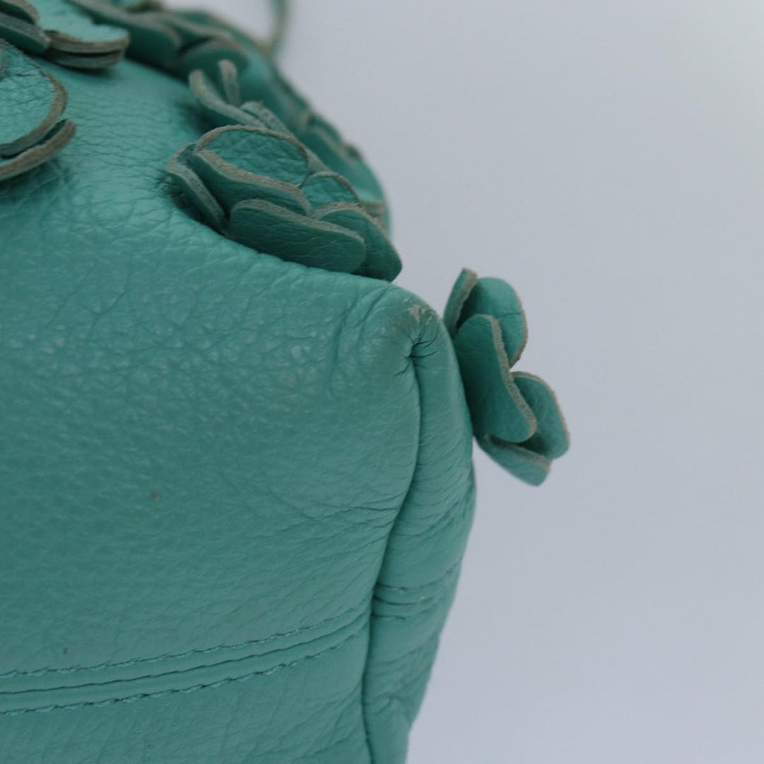 Burberry Shoulder Bag Leather Turquoise Blue Gold Auth ti2029