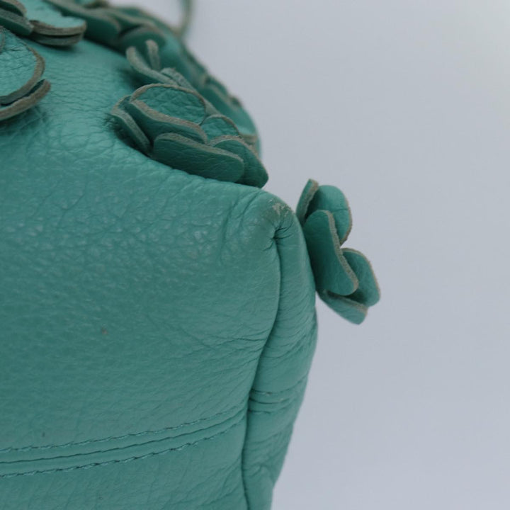 Burberry Shoulder Bag Leather Turquoise Blue Gold Auth ti2029