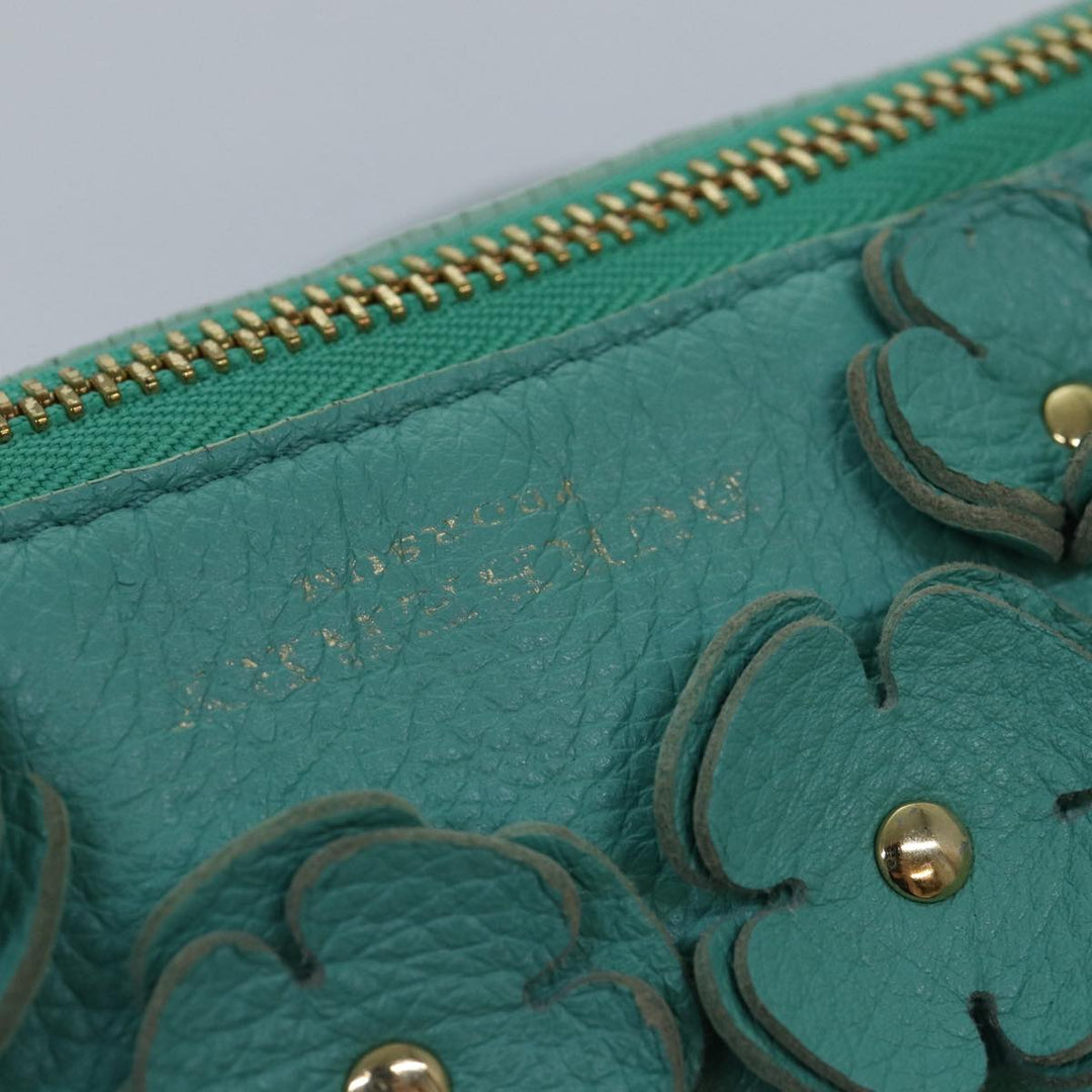 Burberry Shoulder Bag Leather Turquoise Blue Gold Auth ti2029