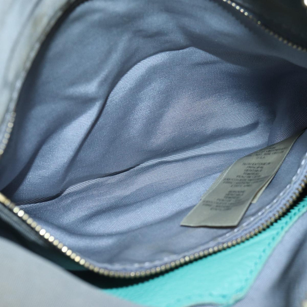 Burberry Shoulder Bag Leather Turquoise Blue Gold Auth ti2029