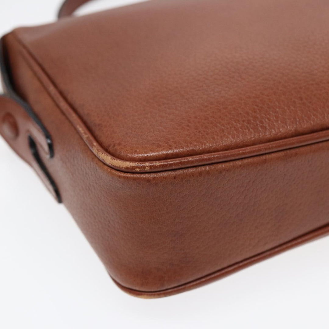 BurberrySs Shoulder Bag Leather Brown Gold Auth ti2030
