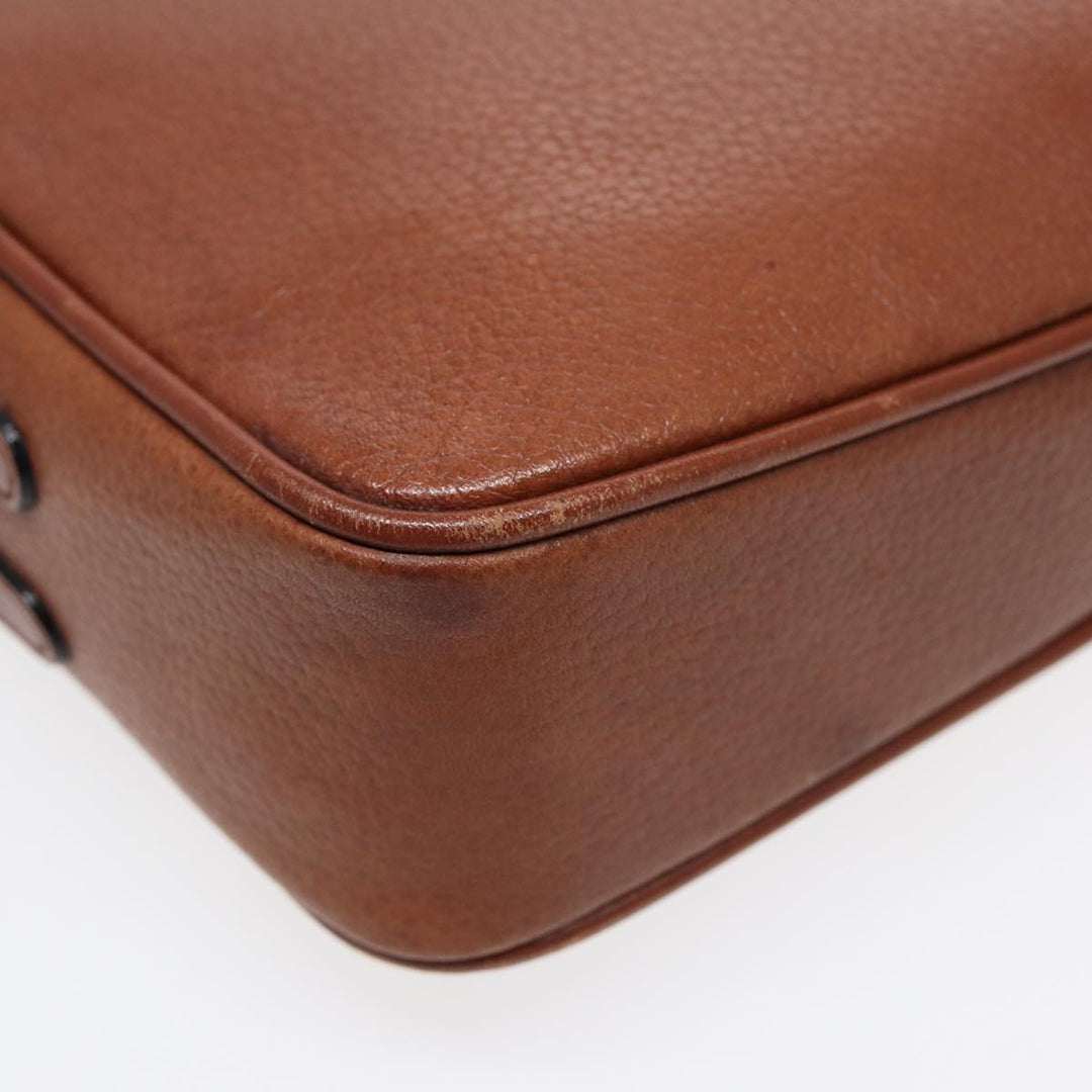 BurberrySs Shoulder Bag Leather Brown Gold Auth ti2030