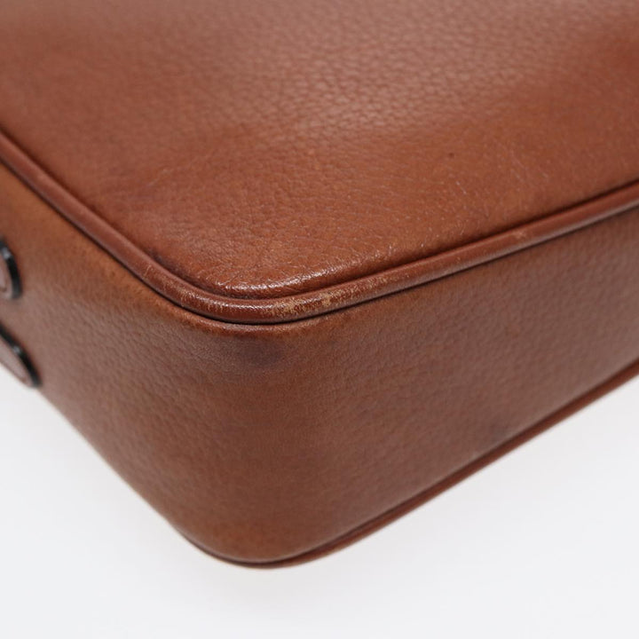 BurberrySs Shoulder Bag Leather Brown Gold Auth ti2030