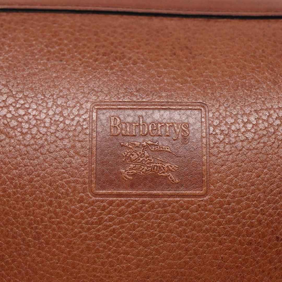 BurberrySs Shoulder Bag Leather Brown Gold Auth ti2030