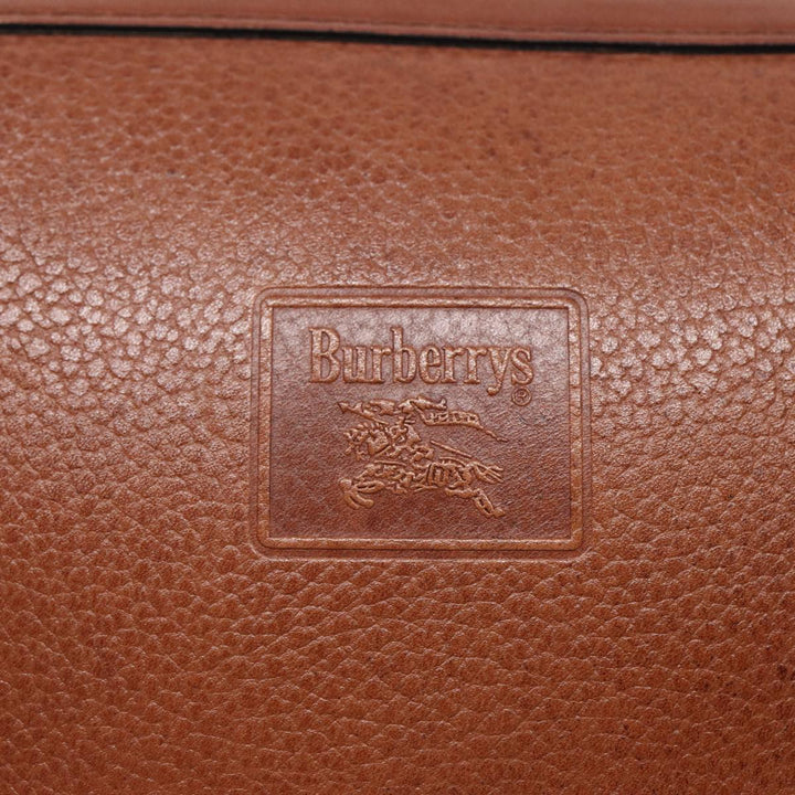 BurberrySs Shoulder Bag Leather Brown Gold Auth ti2030