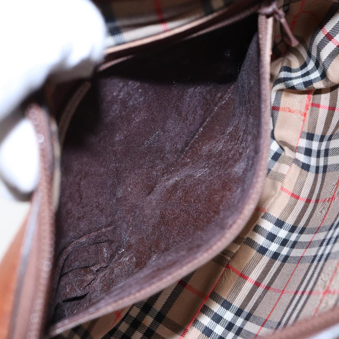 BurberrySs Shoulder Bag Leather Brown Gold Auth ti2030
