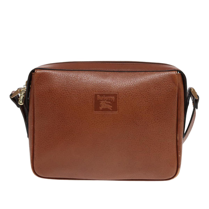 BurberrySs Shoulder Bag Leather Brown Gold Auth ti2030
