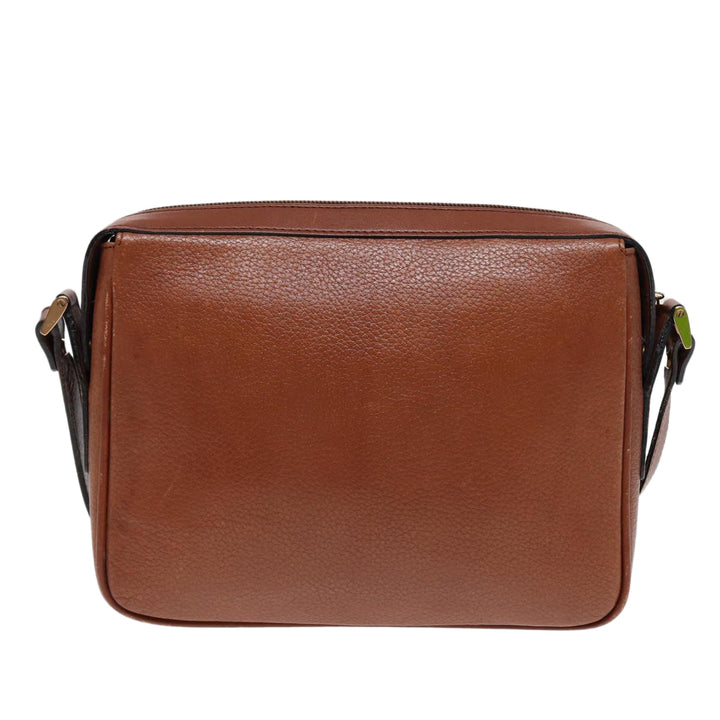 BurberrySs Shoulder Bag Leather Brown Gold Auth ti2030