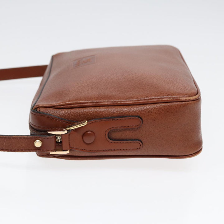 BurberrySs Shoulder Bag Leather Brown Gold Auth ti2030