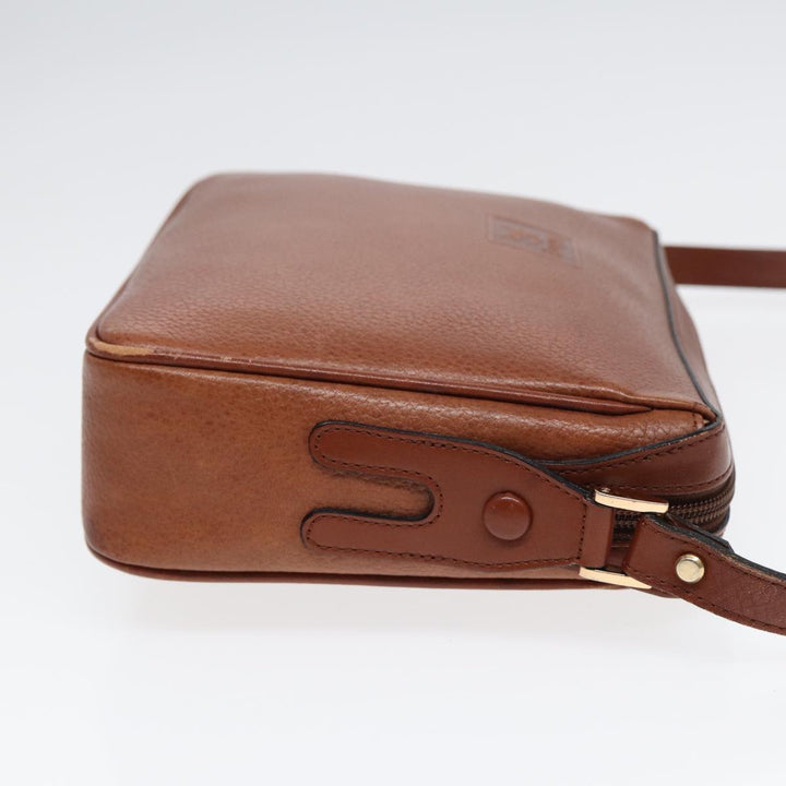 BurberrySs Shoulder Bag Leather Brown Gold Auth ti2030