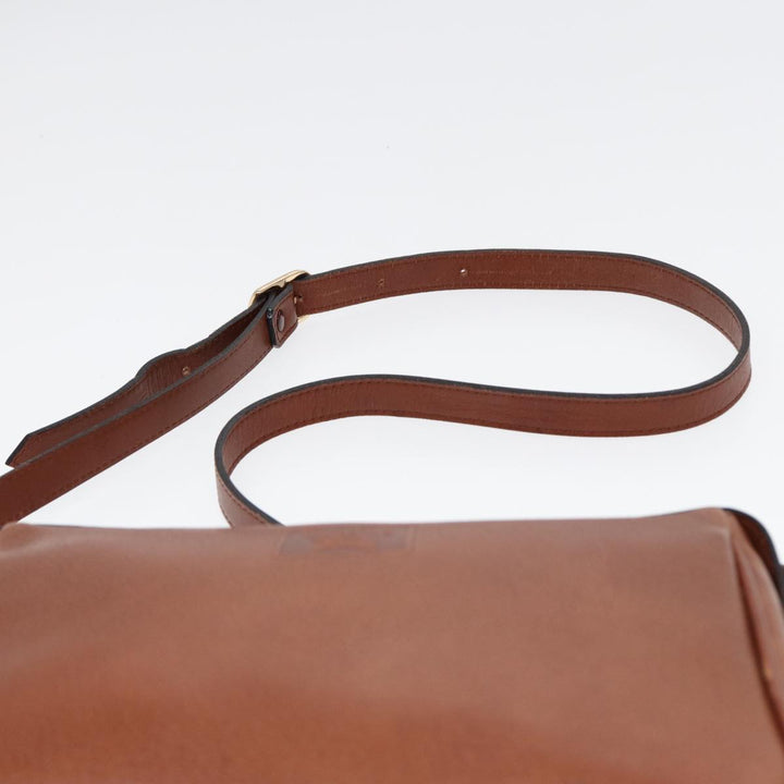 BurberrySs Shoulder Bag Leather Brown Gold Auth ti2030