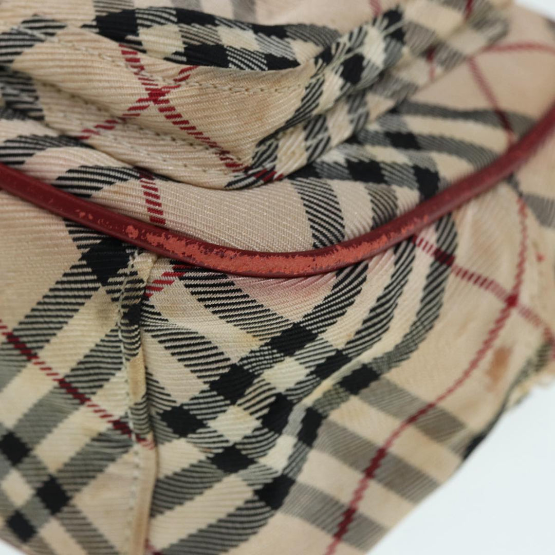 Burberry Nova Check Blue Label Shoulder Bag Nylon Beige Red Silver Auth ti2034