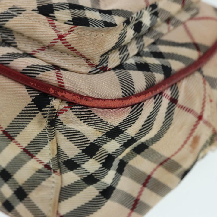 Burberry Nova Check Blue Label Shoulder Bag Nylon Beige Red Silver Auth ti2034