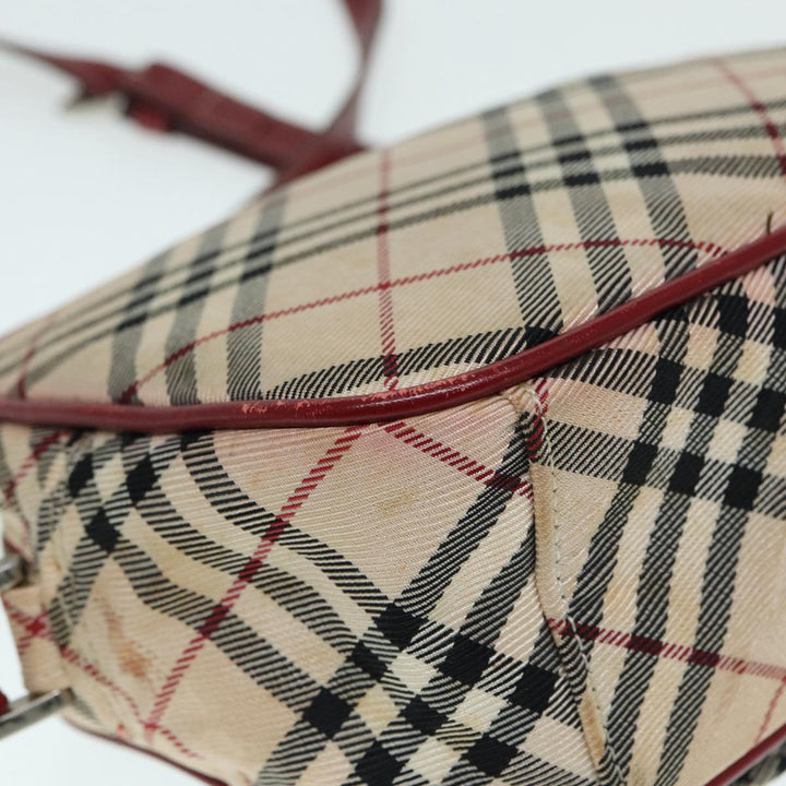 Burberry Nova Check Blue Label Shoulder Bag Nylon Beige Red Silver Auth ti2034