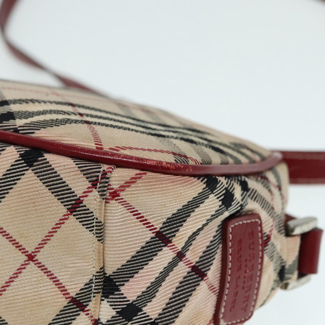 Burberry Nova Check Blue Label Shoulder Bag Nylon Beige Red Silver Auth ti2034