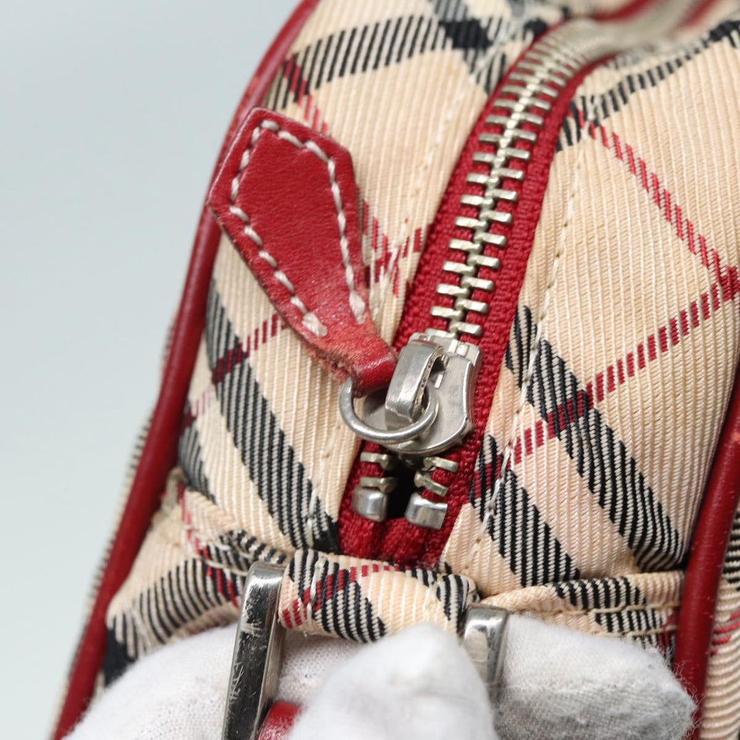 Burberry Nova Check Blue Label Shoulder Bag Nylon Beige Red Silver Auth ti2034