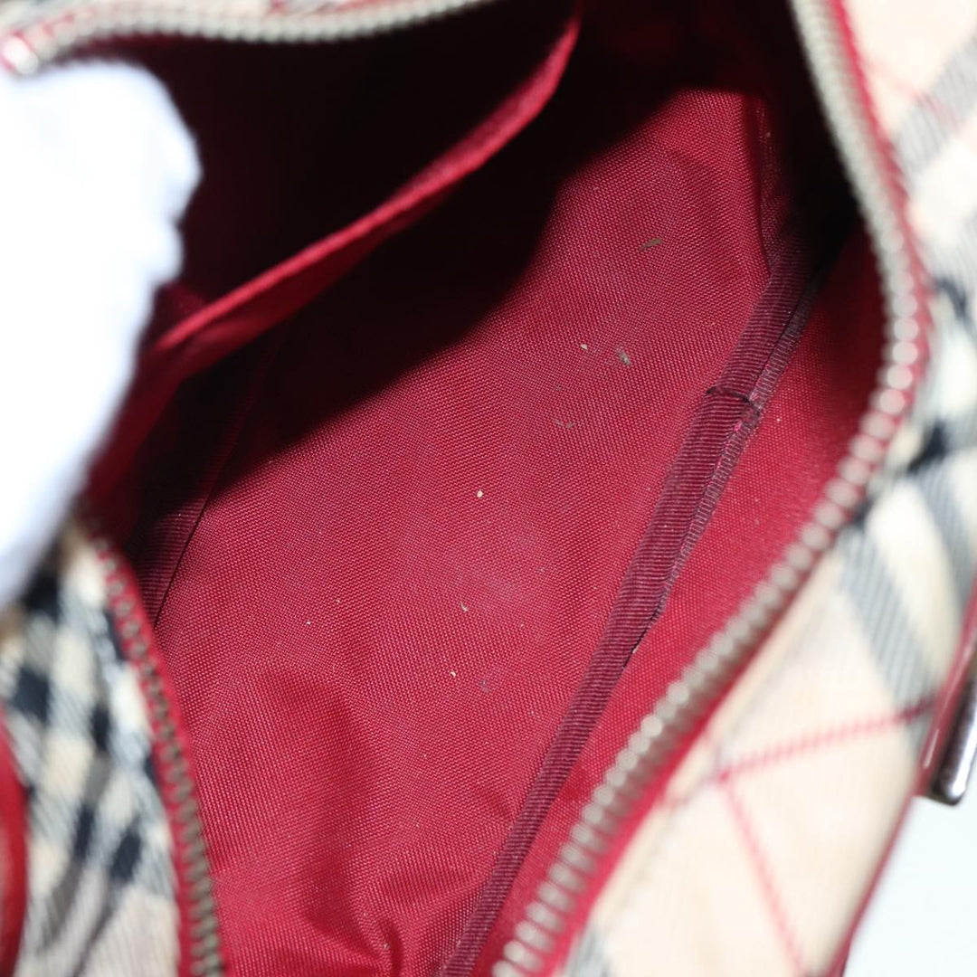 Burberry Nova Check Blue Label Shoulder Bag Nylon Beige Red Silver Auth ti2034
