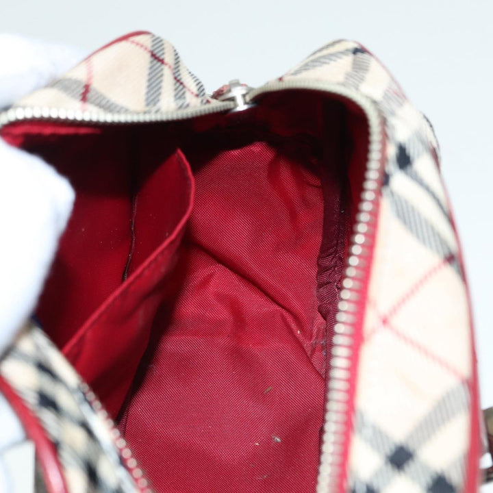Burberry Nova Check Blue Label Shoulder Bag Nylon Beige Red Silver Auth ti2034