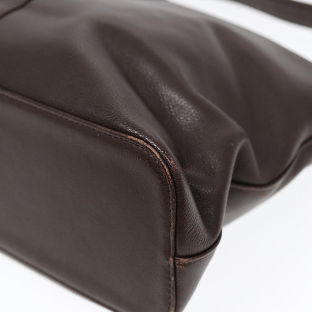 Burberry Shoulder Bag Leather Brown Gold Auth ti2038