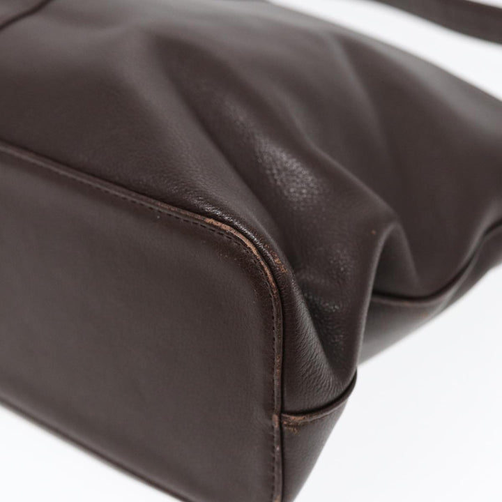 Burberry Shoulder Bag Leather Brown Gold Auth ti2038