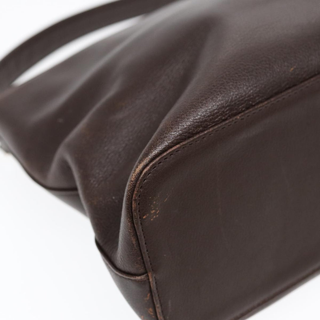 Burberry Shoulder Bag Leather Brown Gold Auth ti2038