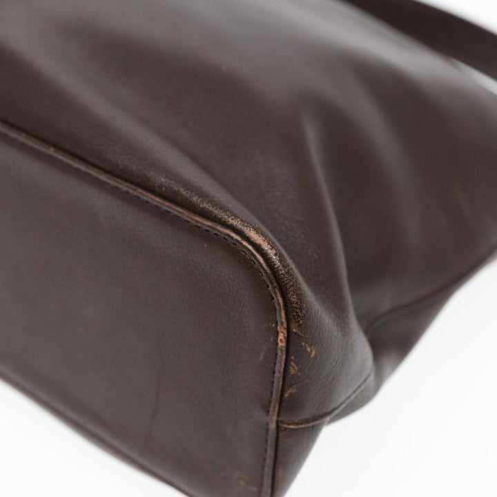 Burberry Shoulder Bag Leather Brown Gold Auth ti2038