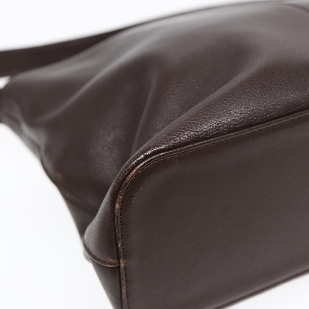 Burberry Shoulder Bag Leather Brown Gold Auth ti2038