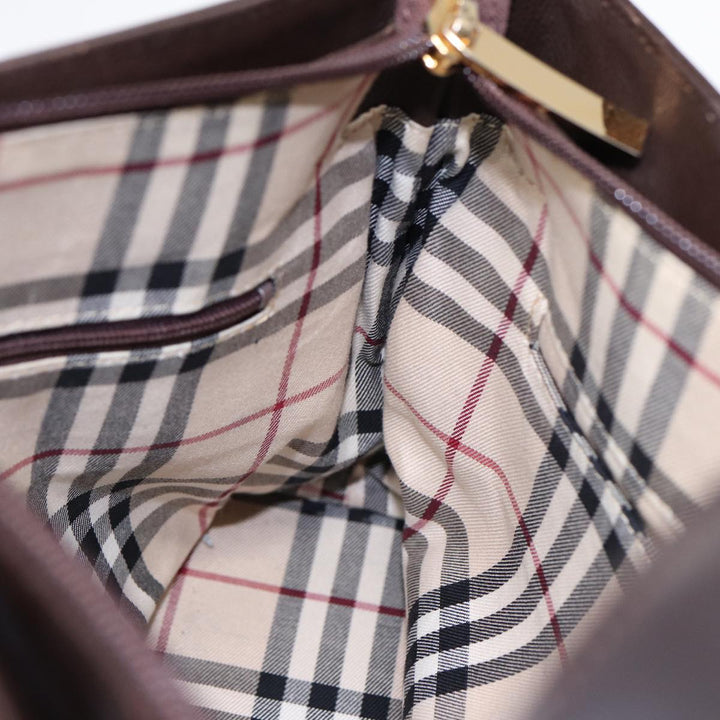 Burberry Shoulder Bag Leather Brown Gold Auth ti2038