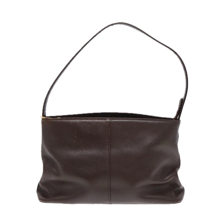 Burberry Shoulder Bag Leather Brown Gold Auth ti2038
