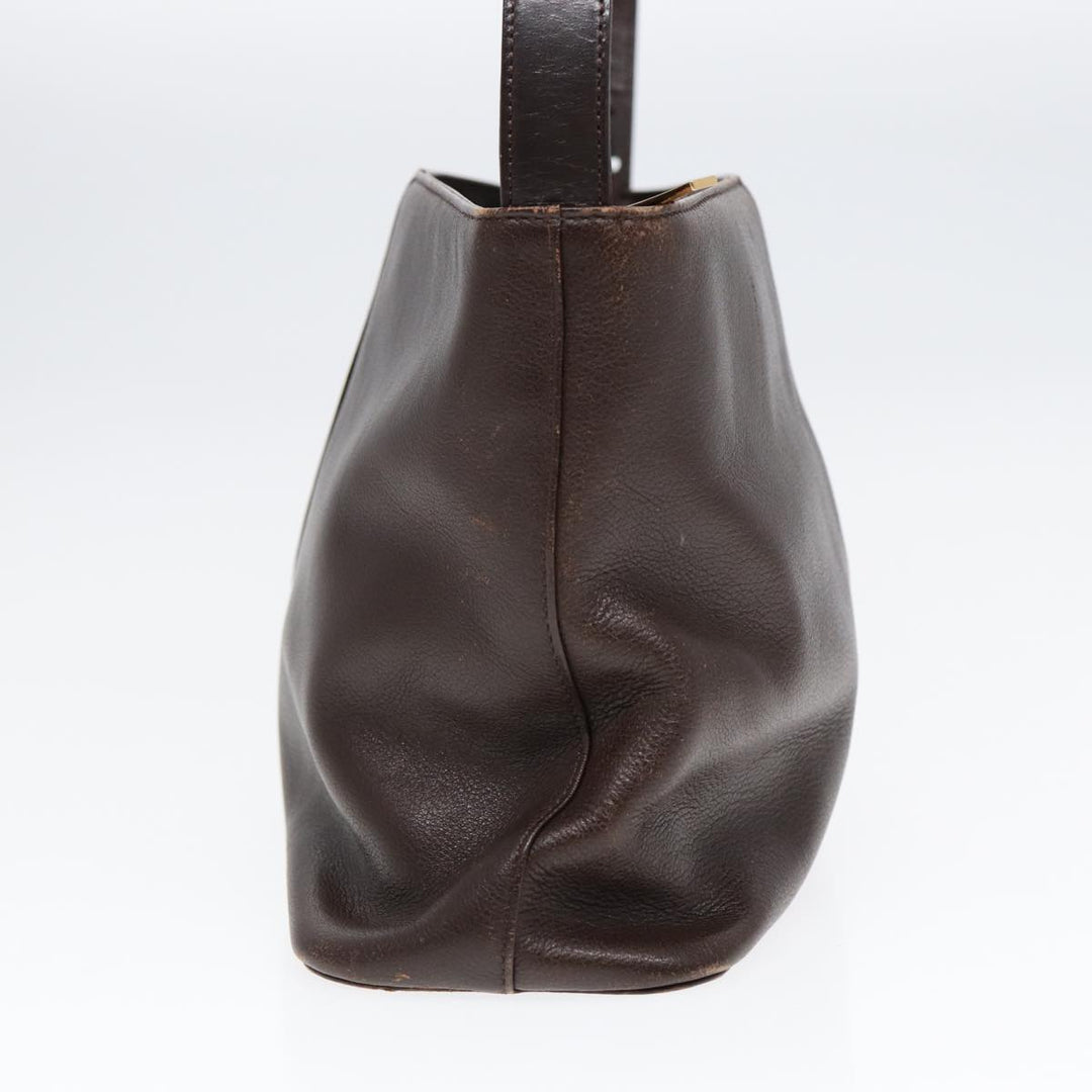 Burberry Shoulder Bag Leather Brown Gold Auth ti2038