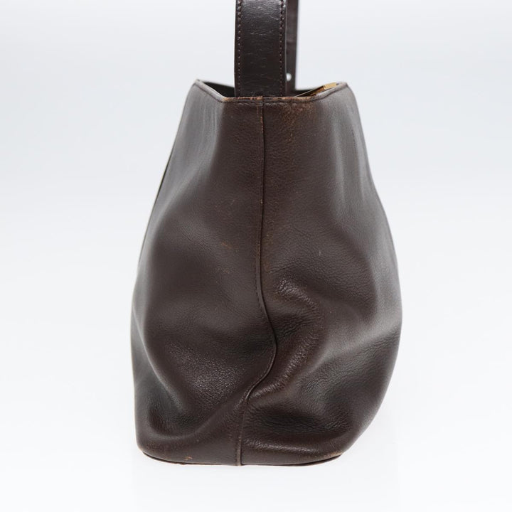 Burberry Shoulder Bag Leather Brown Gold Auth ti2038