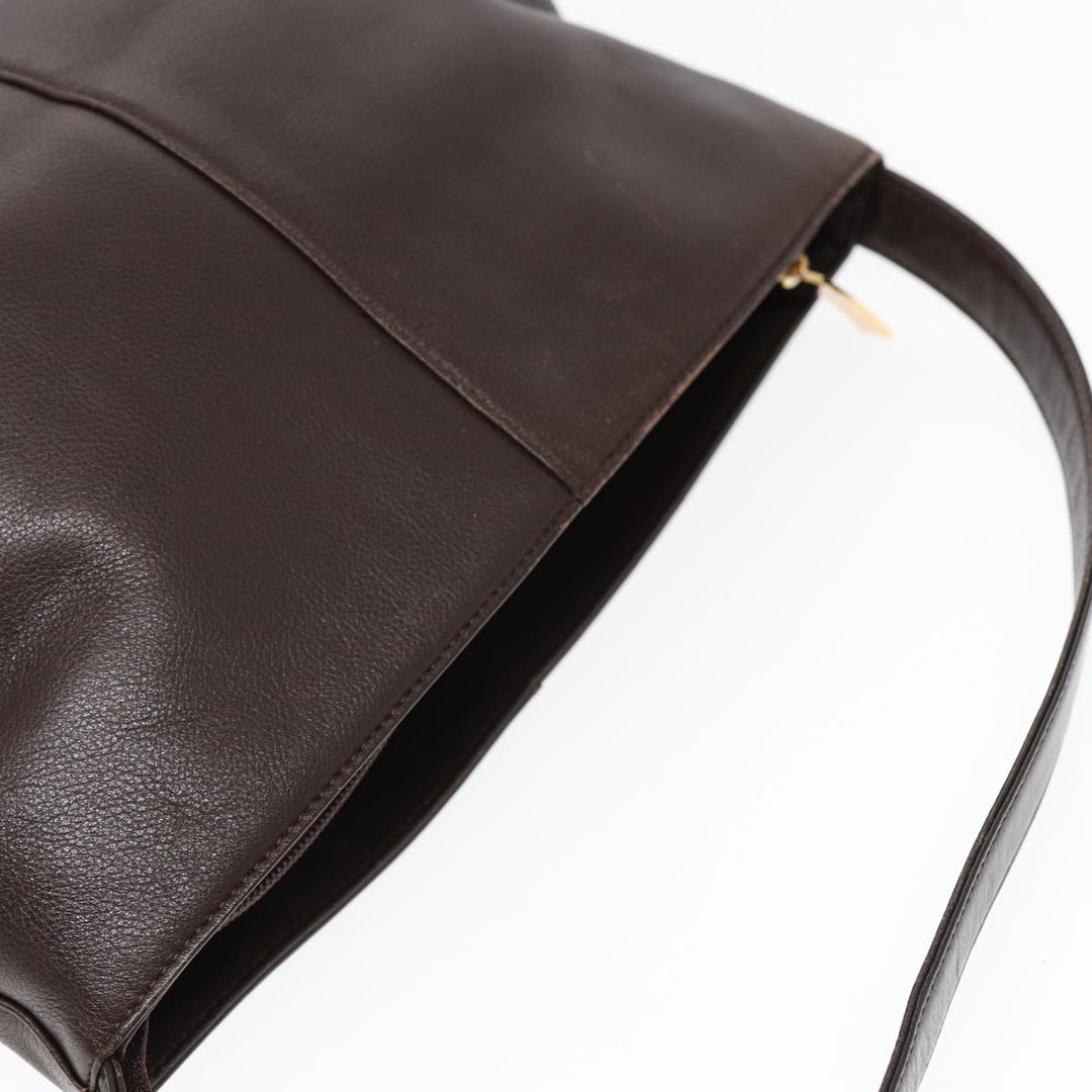 Burberry Shoulder Bag Leather Brown Gold Auth ti2038