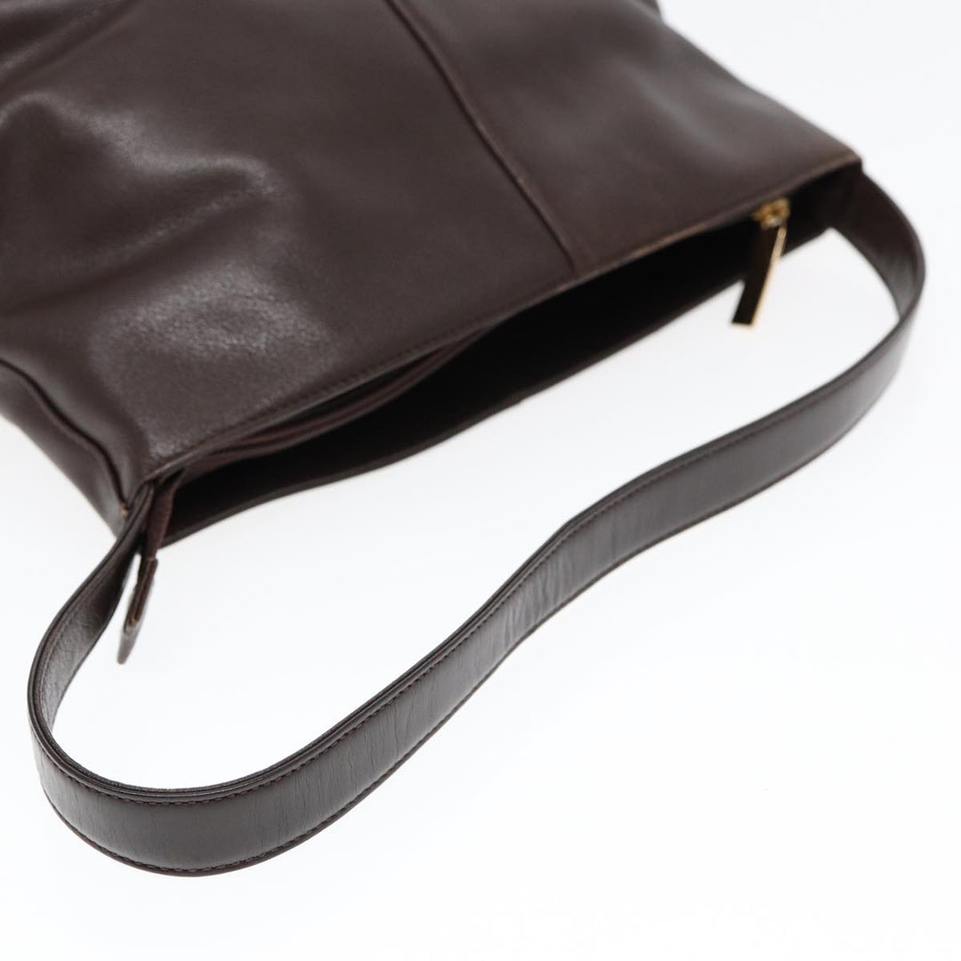 Burberry Shoulder Bag Leather Brown Gold Auth ti2038