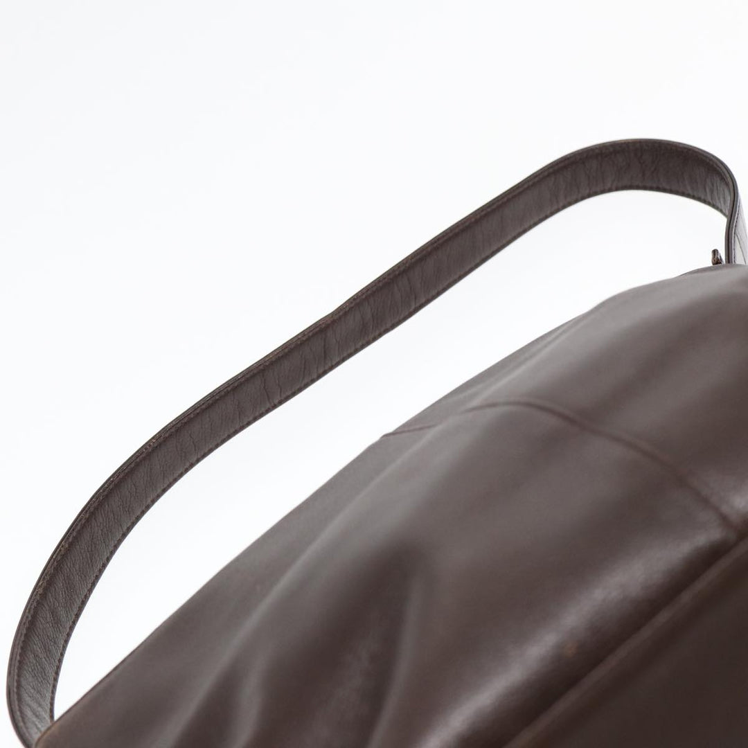 Burberry Shoulder Bag Leather Brown Gold Auth ti2038
