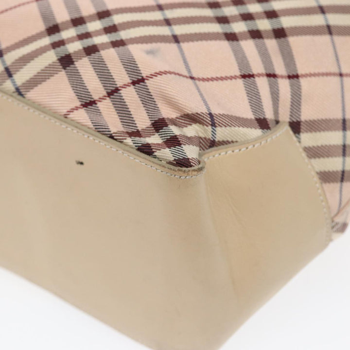 Burberry Nova Check Blue Label Tote Bag Nylon Beige Pink Silver Auth ti2039