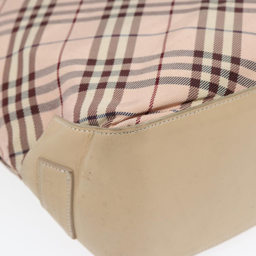 Burberry Nova Check Blue Label Tote Bag Nylon Beige Pink Silver Auth ti2039