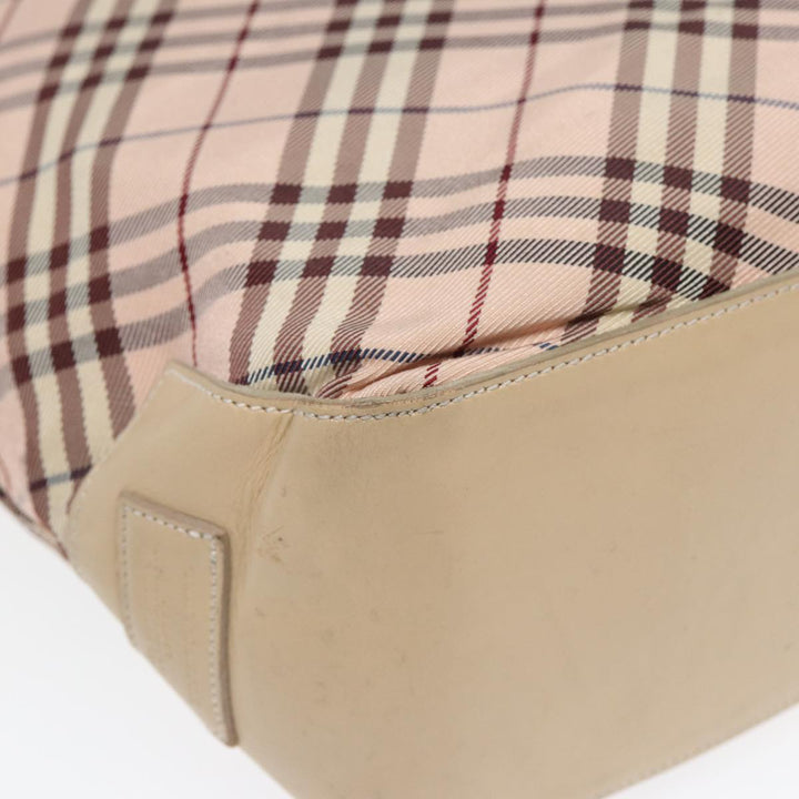 Burberry Nova Check Blue Label Tote Bag Nylon Beige Pink Silver Auth ti2039