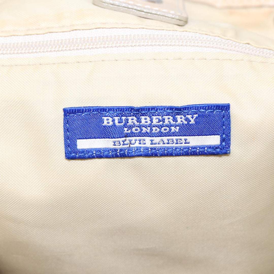Burberry Nova Check Blue Label Tote Bag Nylon Beige Pink Silver Auth ti2039