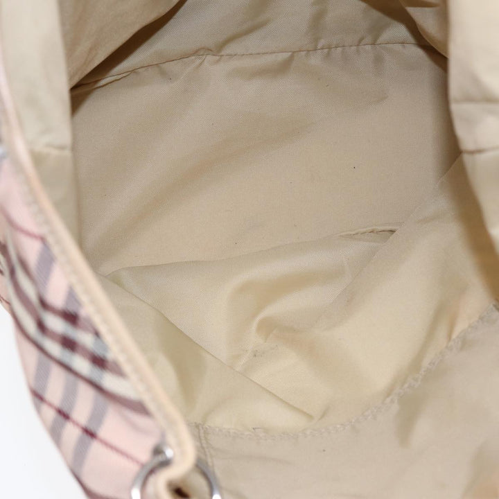 Burberry Nova Check Blue Label Tote Bag Nylon Beige Pink Silver Auth ti2039