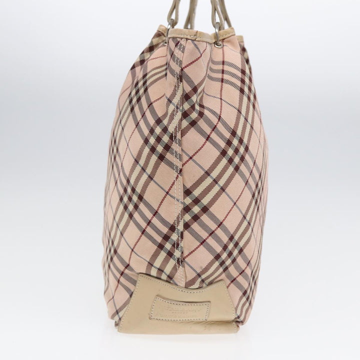 Burberry Nova Check Blue Label Tote Bag Nylon Beige Pink Silver Auth ti2039