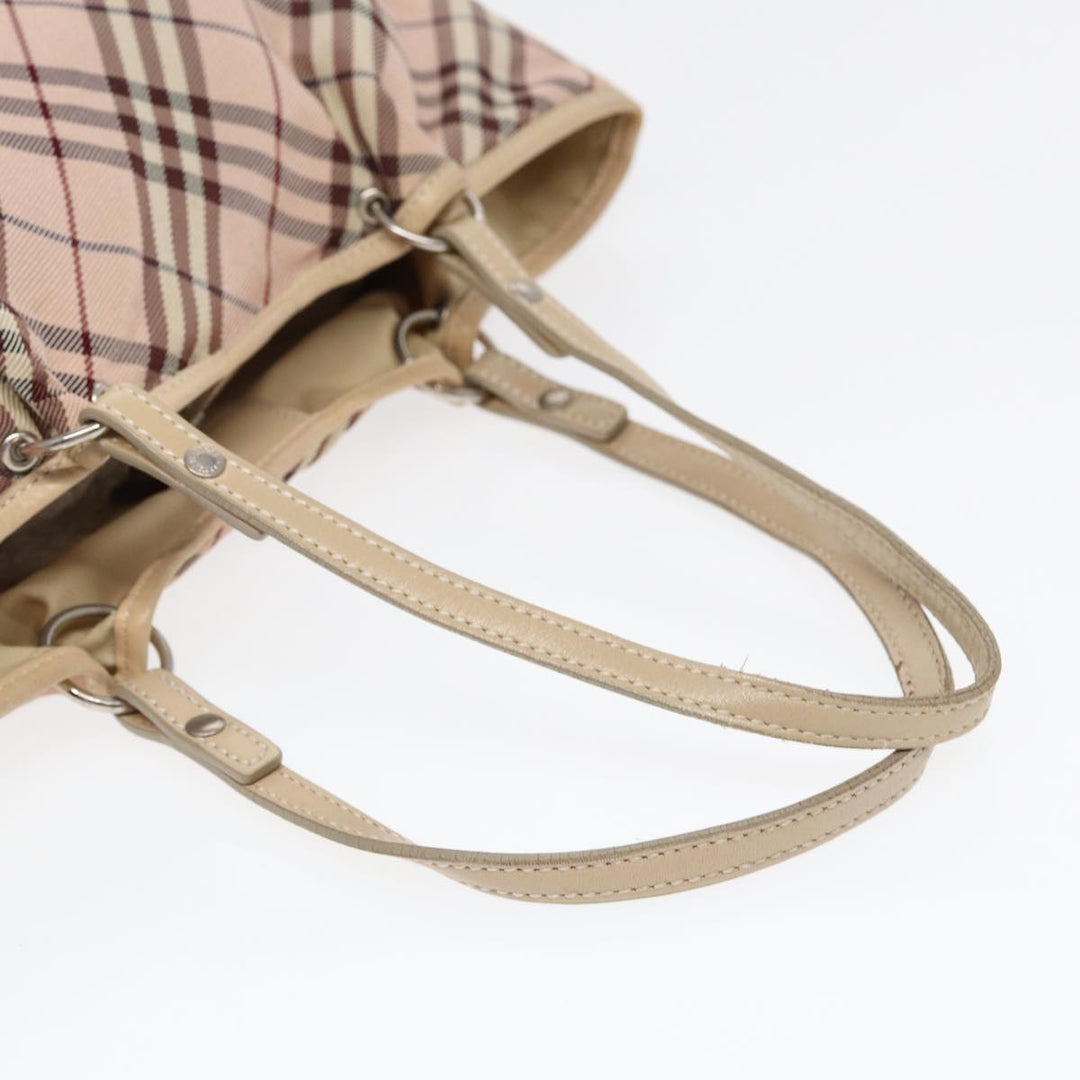 Burberry Nova Check Blue Label Tote Bag Nylon Beige Pink Silver Auth ti2039