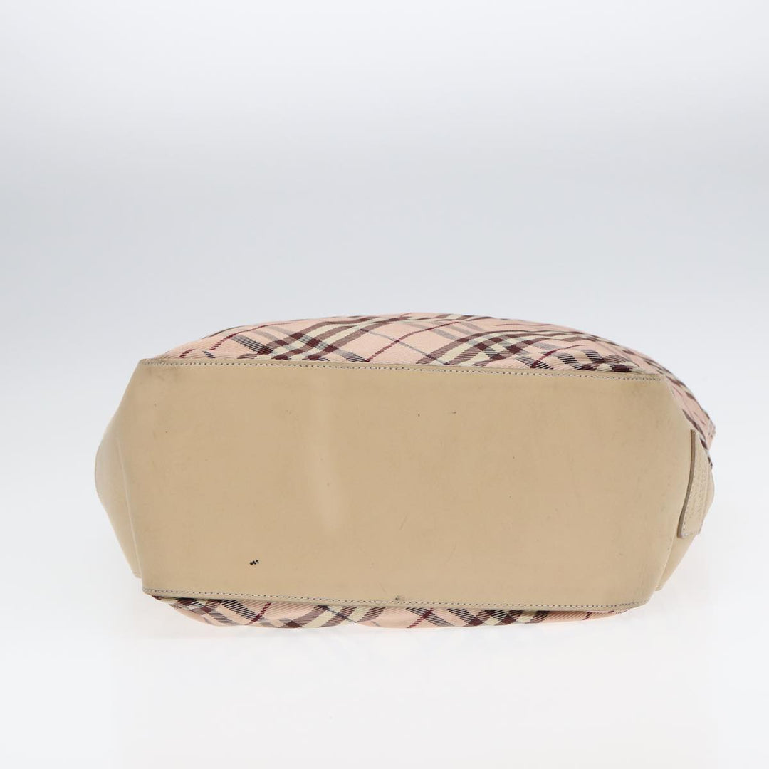 Burberry Nova Check Blue Label Tote Bag Nylon Beige Pink Silver Auth ti2039