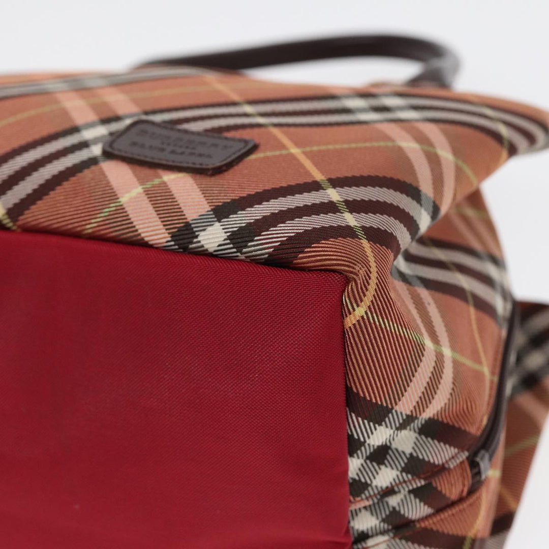 Burberry Nova Check Blue Label Hand Bag Nylon Brown Auth ti2040