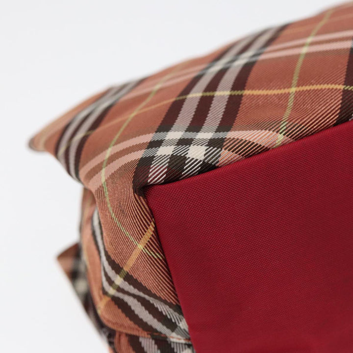 Top Quality Burberry Nova Check Blue Label Hand Bag Nylon Brown Auth ti2040