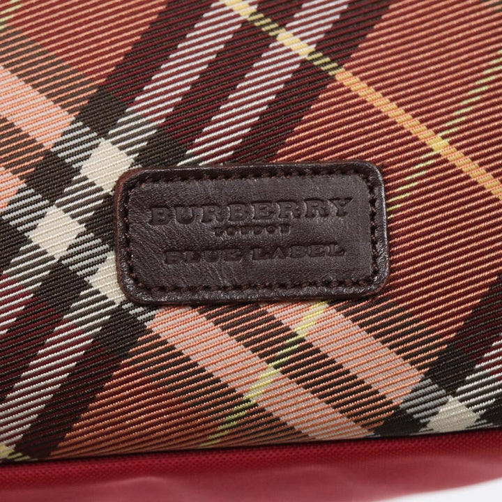 Burberry Nova Check Blue Label Hand Bag Nylon Brown Auth ti2040