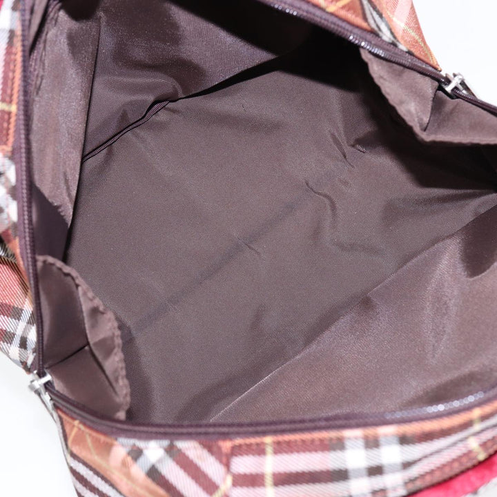 Top Quality Burberry Nova Check Blue Label Hand Bag Nylon Brown Auth ti2040