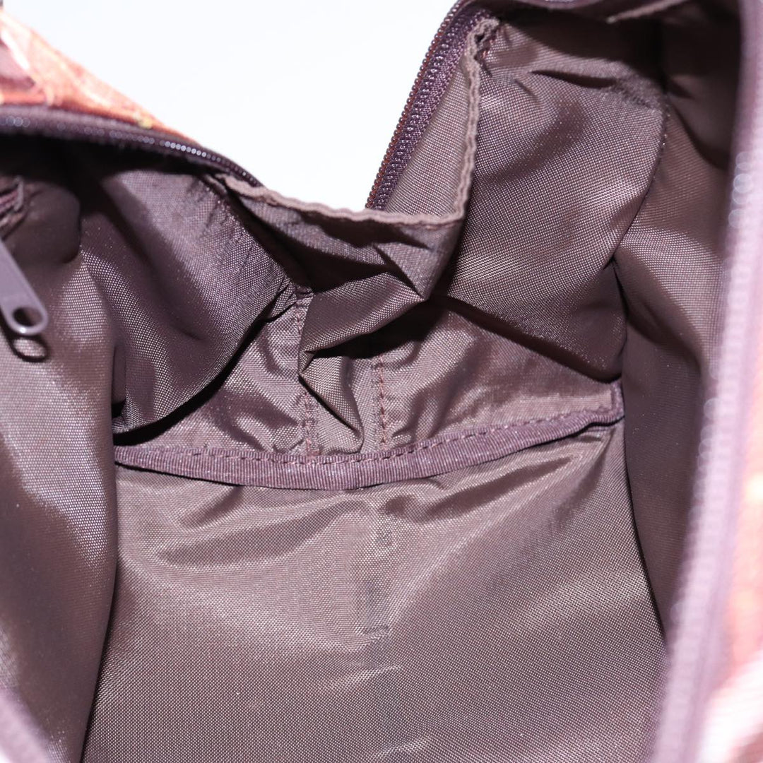 Burberry Nova Check Blue Label Hand Bag Nylon Brown Auth ti2040