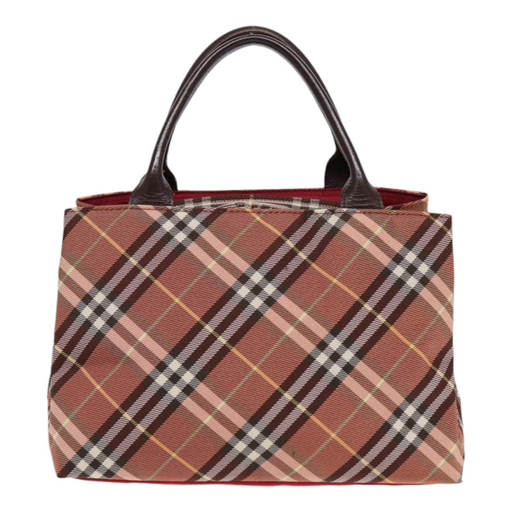 Burberry Nova Check Blue Label Hand Bag Nylon Brown Auth ti2040