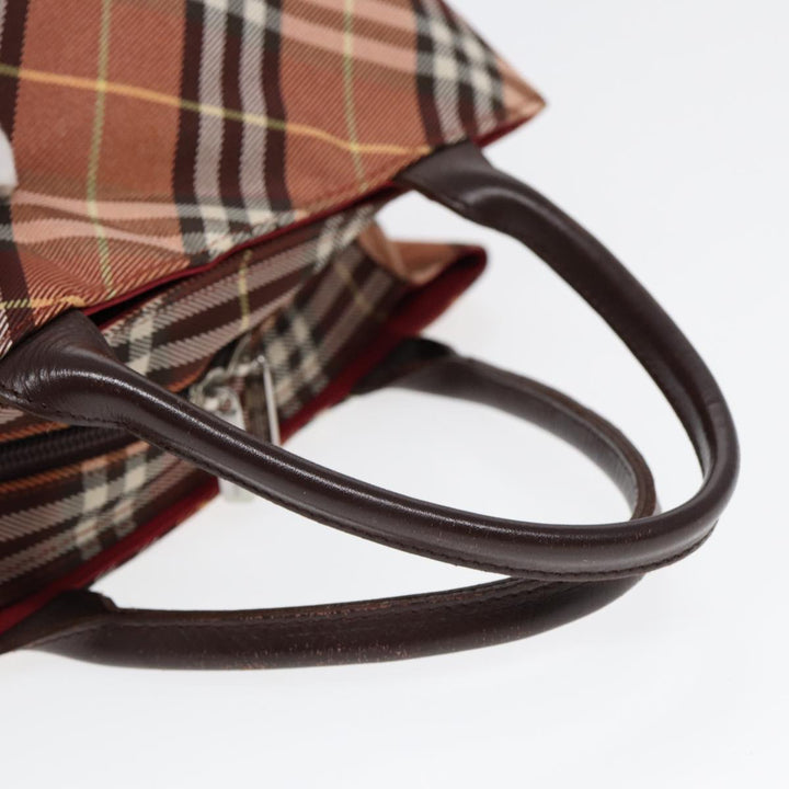 Burberry Nova Check Blue Label Hand Bag Nylon Brown Auth ti2040