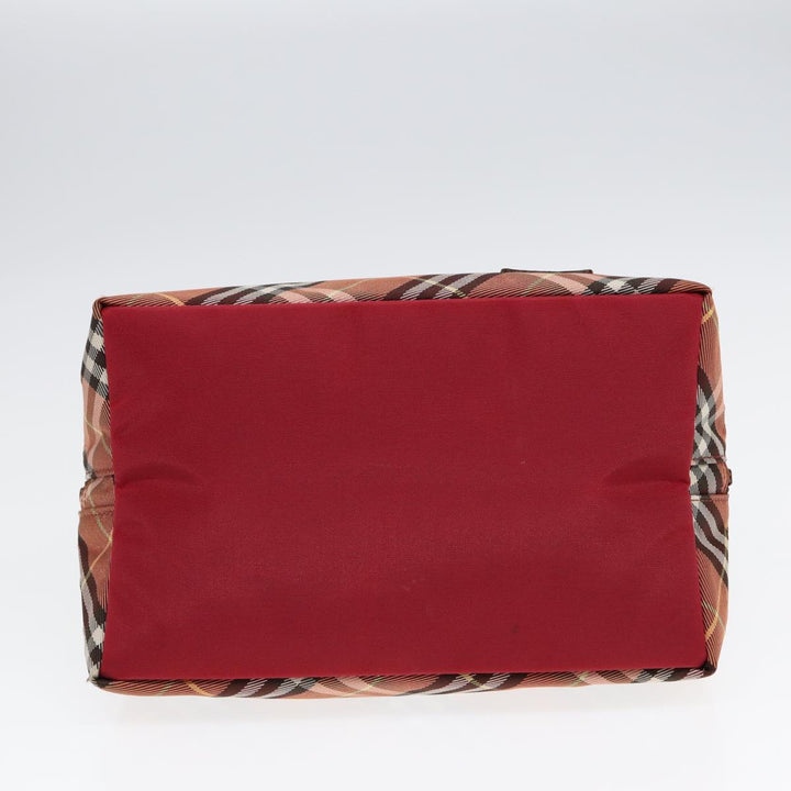 Burberry Nova Check Blue Label Hand Bag Nylon Brown Auth ti2040